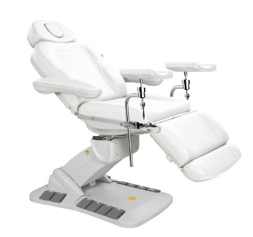 Med-Resource 646-ETS Power Procedure Table with Swivel and Stirrups - White Upholstery