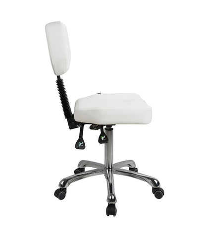 Med-Resource 945 Deluxe Medical Stool with Backrest - White Upholstery